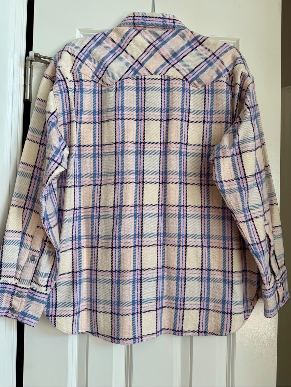 NWT J. Crew Lavender Plaid Pearl Snap Relaxed Shirt Shacket Women’s Size 12 / L - Picture 3 of 16